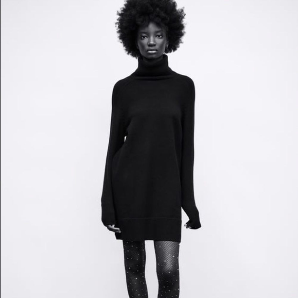 NWT black Zara turtleneck sweater dress